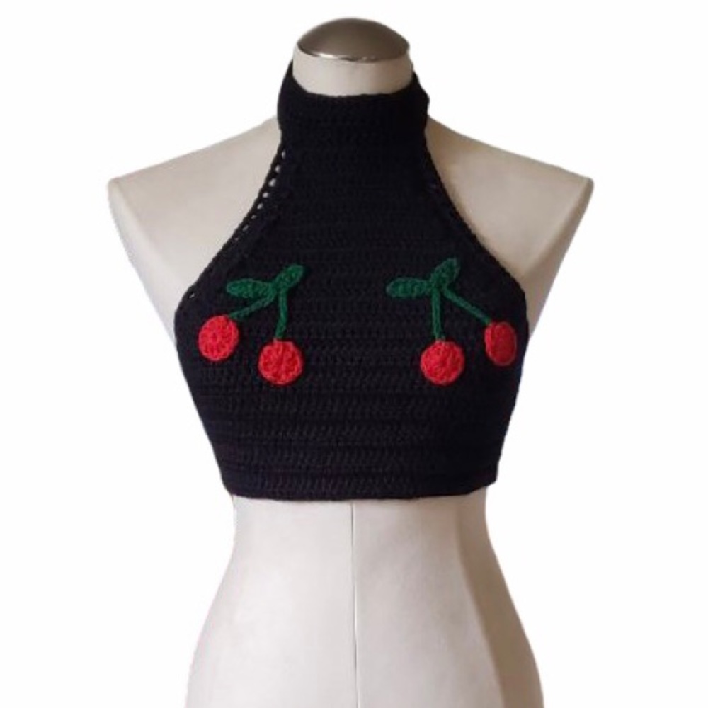 Crochet crop top with cherry boobies!
